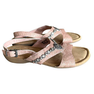 MINNETONKA Selene Women's Size 10W Pink Slingback Silver Embellished Sandals